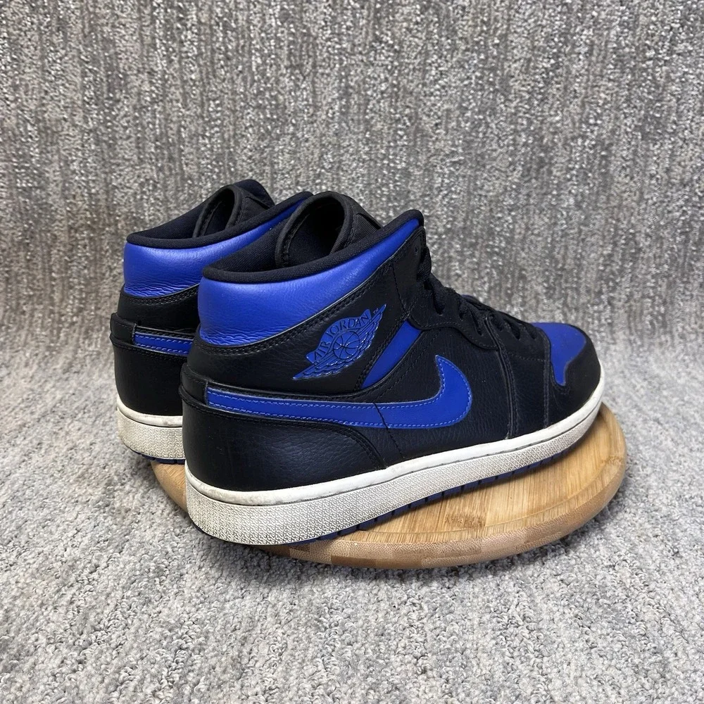 Jordan Air Jordan 1 Men Size 10.5 Mid Hyper Royal Black Blue Sneakers 554724-077